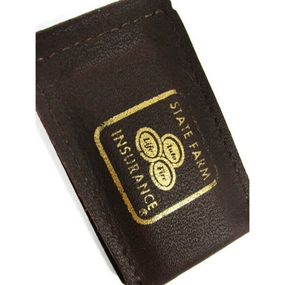 Vintage Leather Money Clip Sate Farm Insurance Men Wallet ID Credit Card Holder - Picture 1 of 8